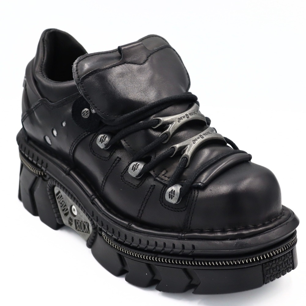 New Rock M-106-S1 Black Leather Platform Sneakers Gothic Punk Shoes EU 39